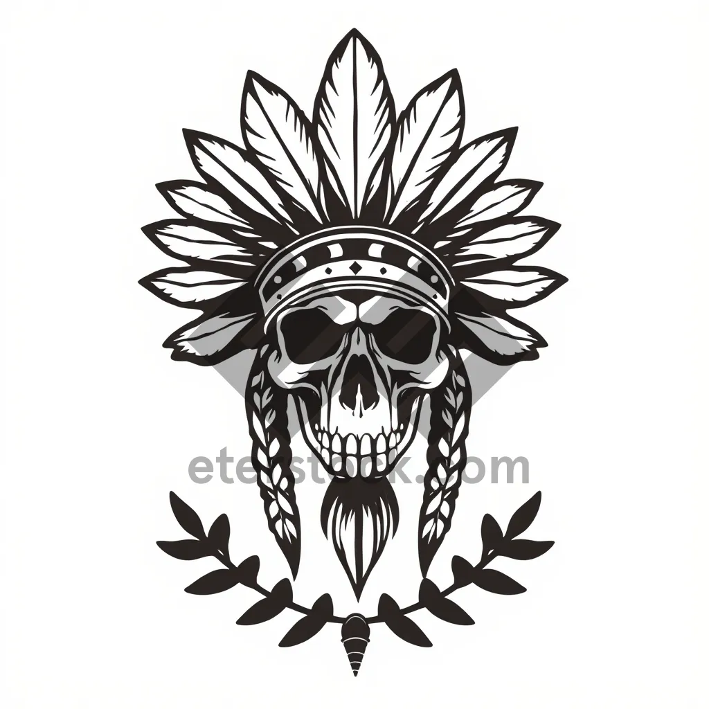Picture of Black floral art design with retro silhouette pattern.
