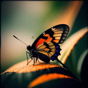 Colorful Monarch Butterfly in Flower Garden