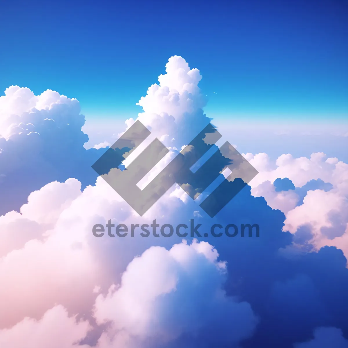 Picture of Vibrant Summer Sky with Fluffy Clouds