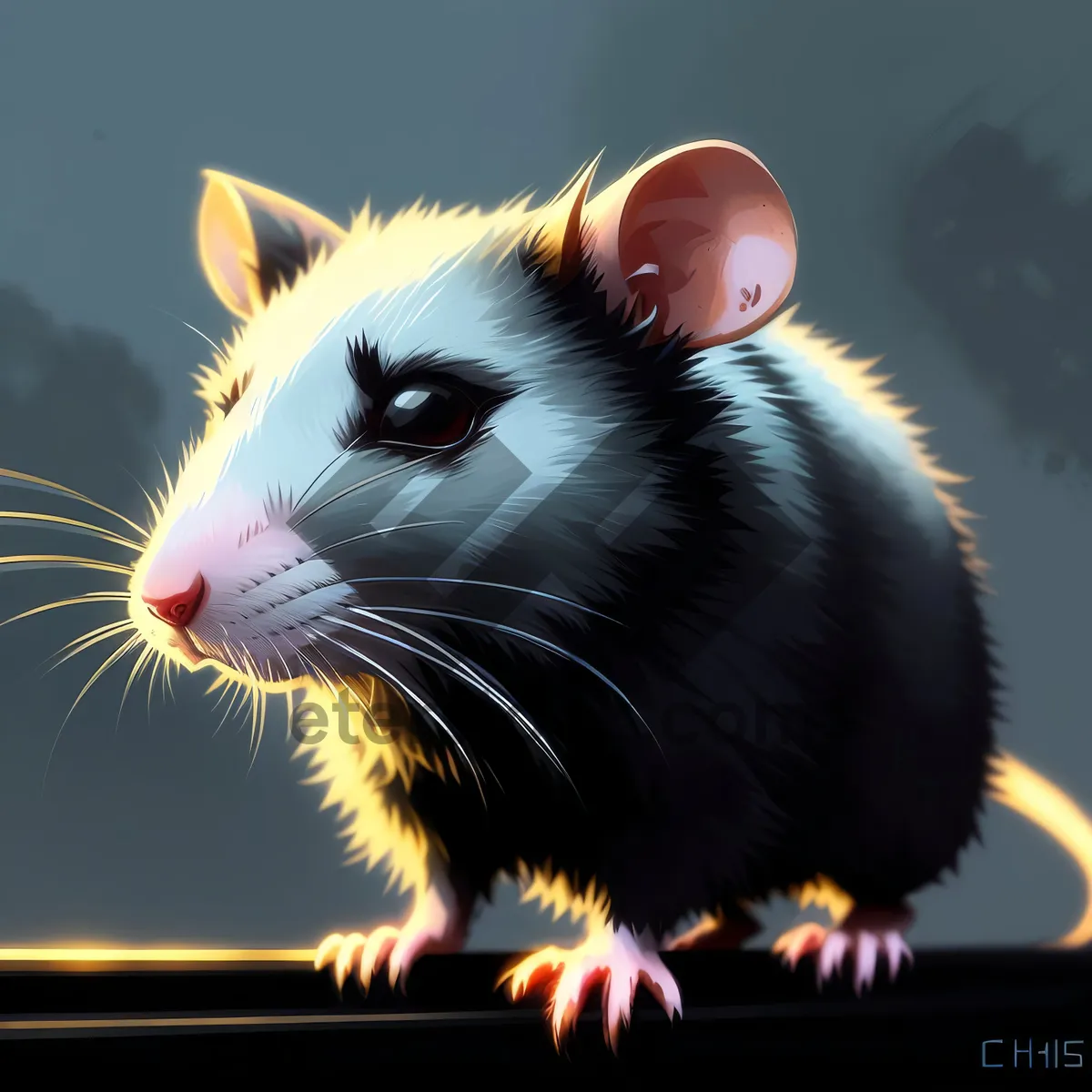 Picture of Cute Furry Rat with Fluffy Fur and Curious Whiskers