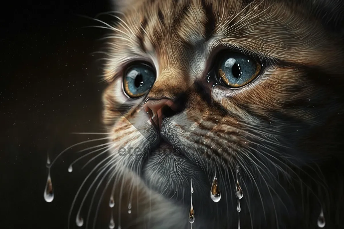 Picture of Close-up portrait of cute fluffy tabby cat nose.