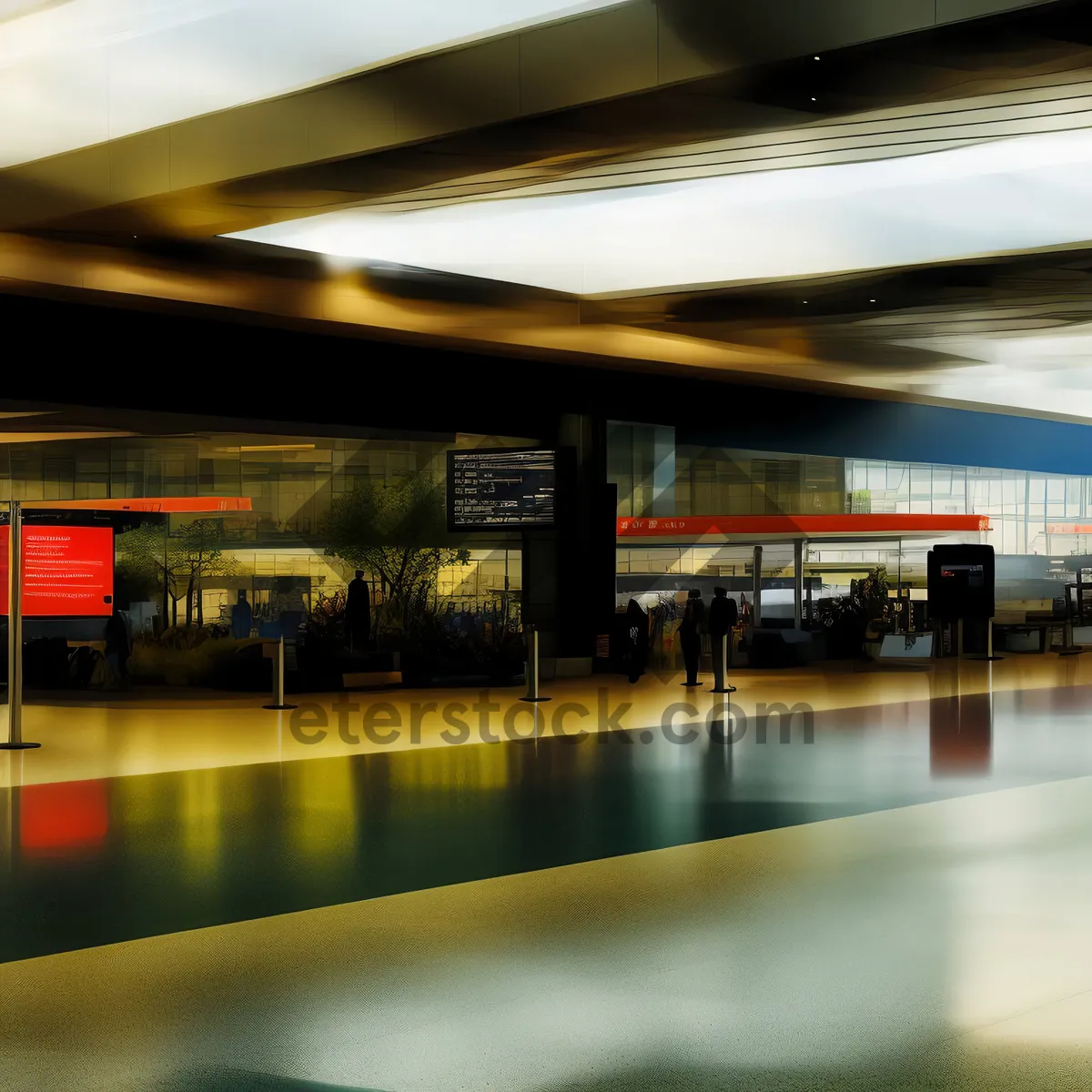 Picture of Nighttime Bowling Alley Interior with Train and Counter