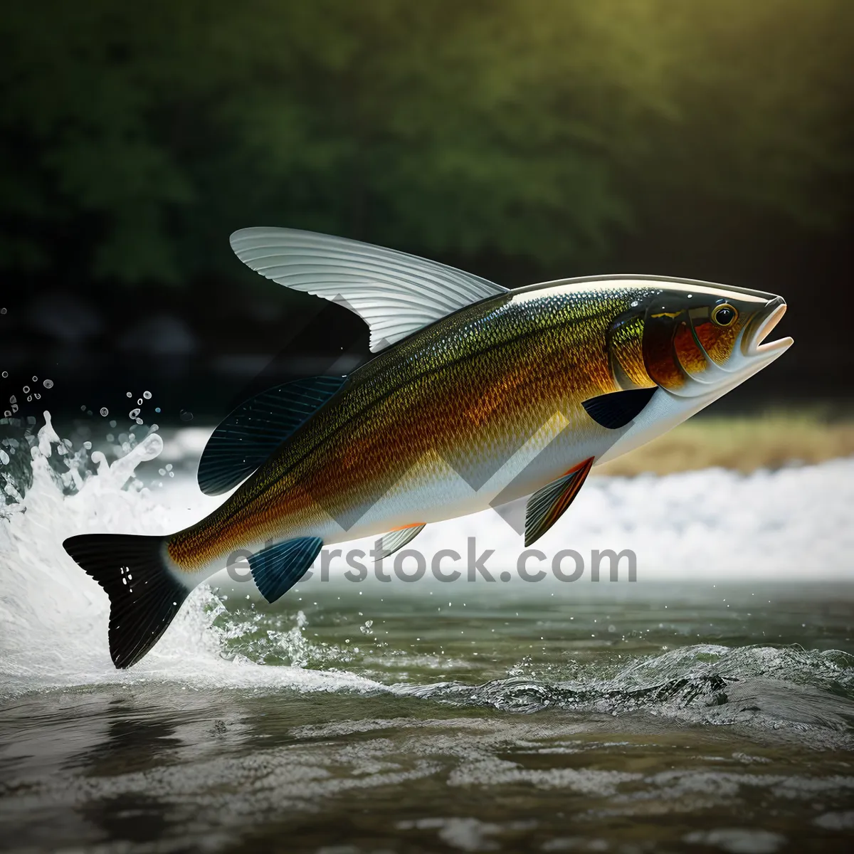 Picture of Colorful Tropical Fish Swimming in Aquarium