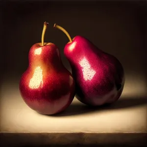 Ripe and Juicy Organic Pear with Fresh Cherry