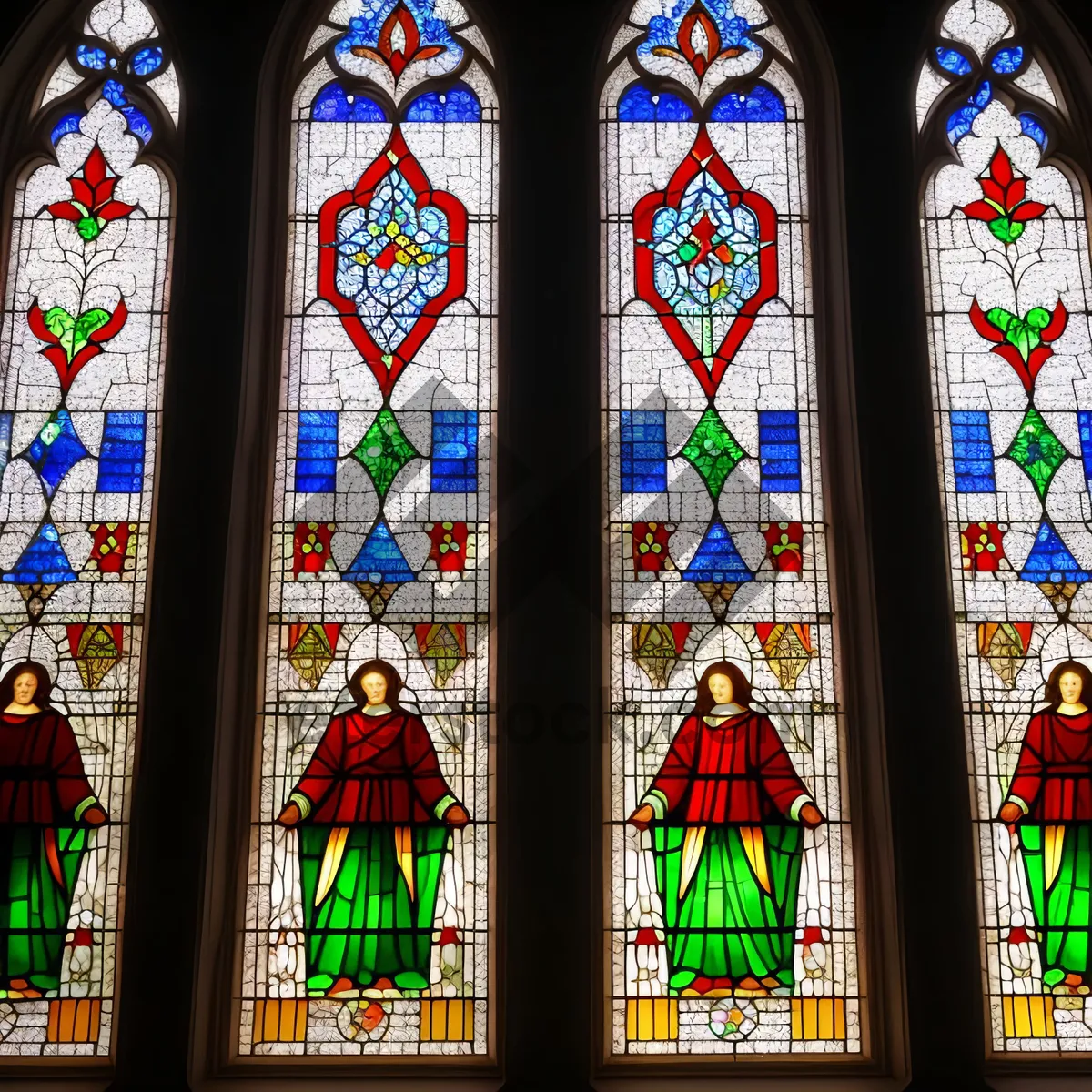 Picture of Medieval Cathedral with Stained Glass Windows