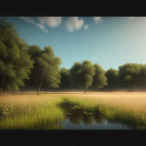 Vibrant Rural Landscape With Clear Horizon
