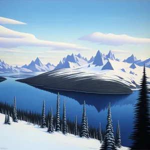 Majestic Winter Wonderland: Snowy Mountain Range Reflection