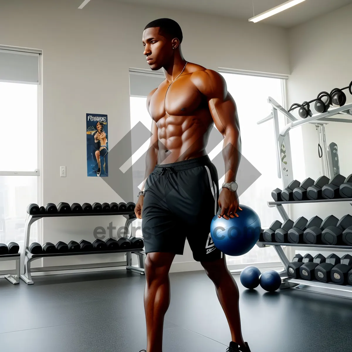 Picture of Healthy man lifting weights at the gym