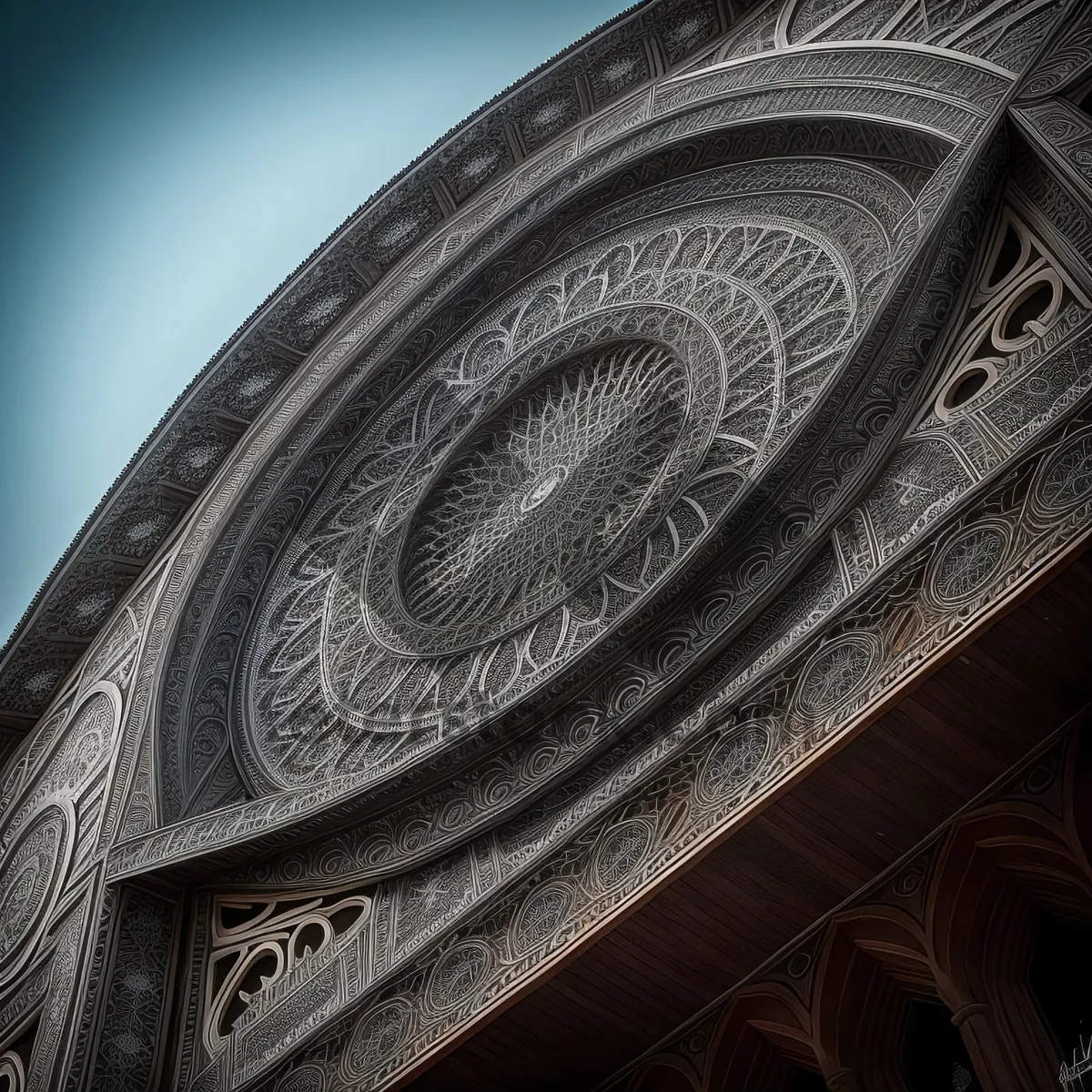 Picture of Old Church Carved Stone Window Art