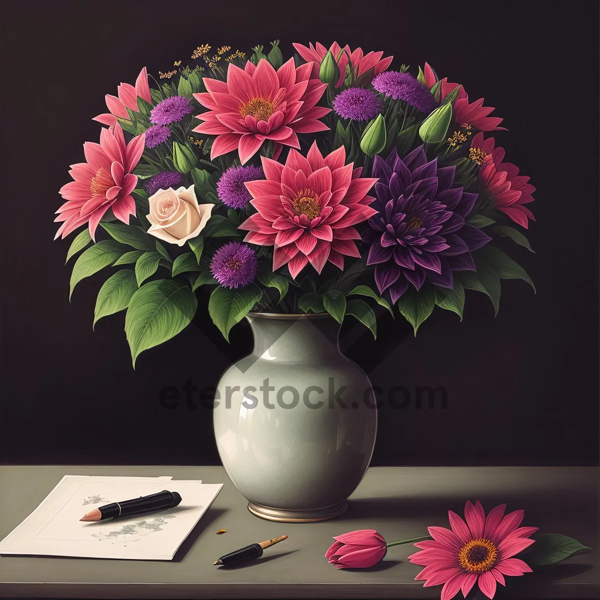 Picture of Pastel Spring Blossoms in Pink Vase