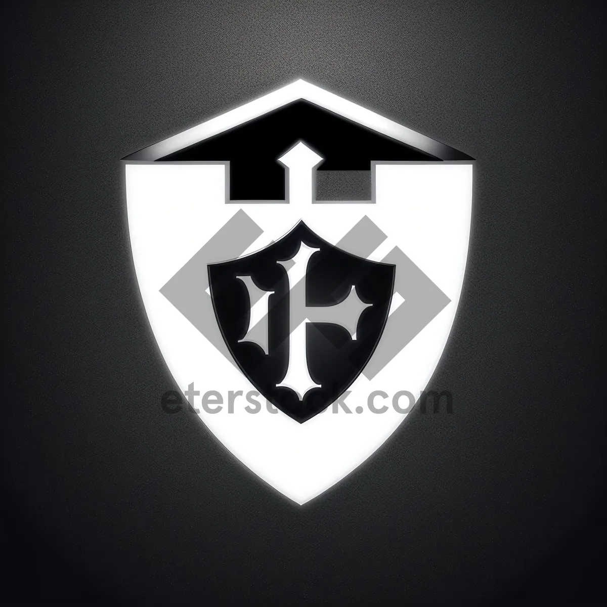 Picture of Shiny Black Heraldry Icon: Modern Metal Graphic with Shadow