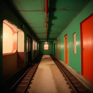 Urban Subway Train in Underground City Station