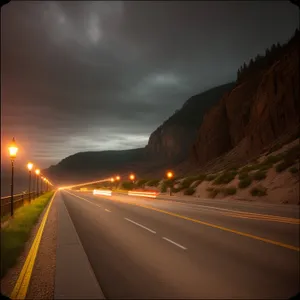 Night Skyline on Expressway: Speeding Through Urban Landscape