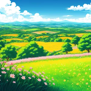 Idyllic Countryside Sunset over Rolling Meadows