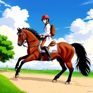 Powerful Stallion and Skillful Jockey in Equestrian Sport
