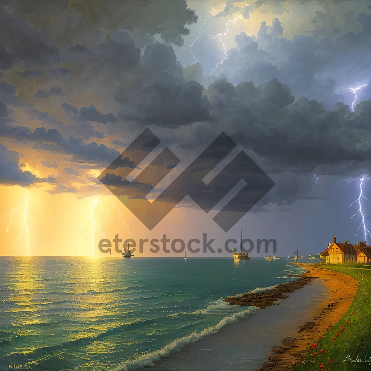 Picture of Majestic Sunsets over Tranquil Waters