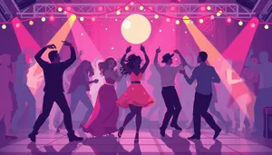 Dancing silhouettes at a lively disco party event.