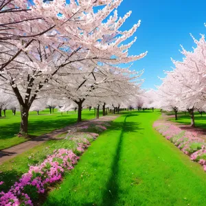 Idyllic Rural Landscape with Tree and Meadow