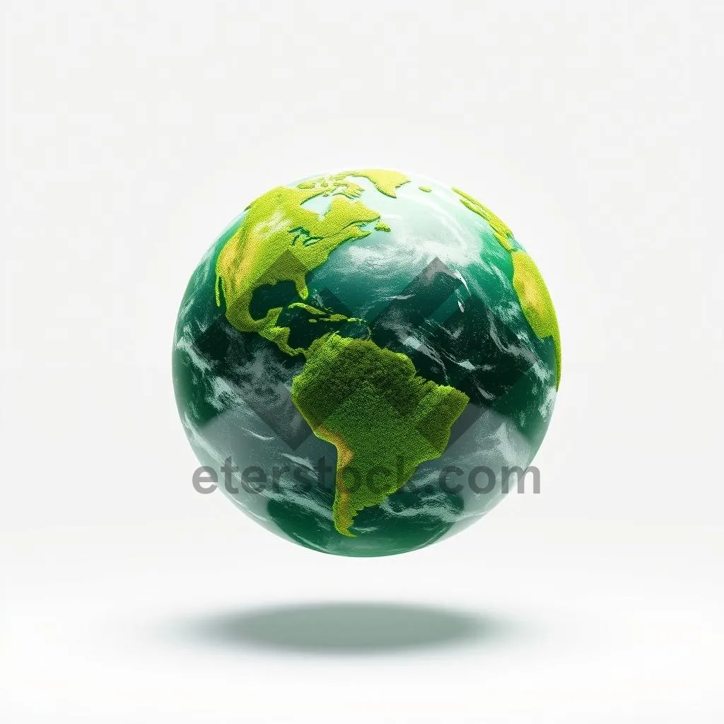 Picture of 3D globe with continents and ocean.