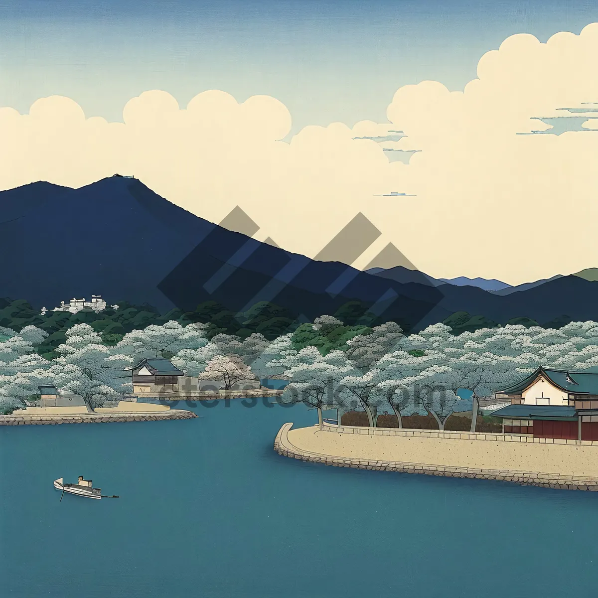 Picture of Serene Coastal Mountain Landscape with Reflection