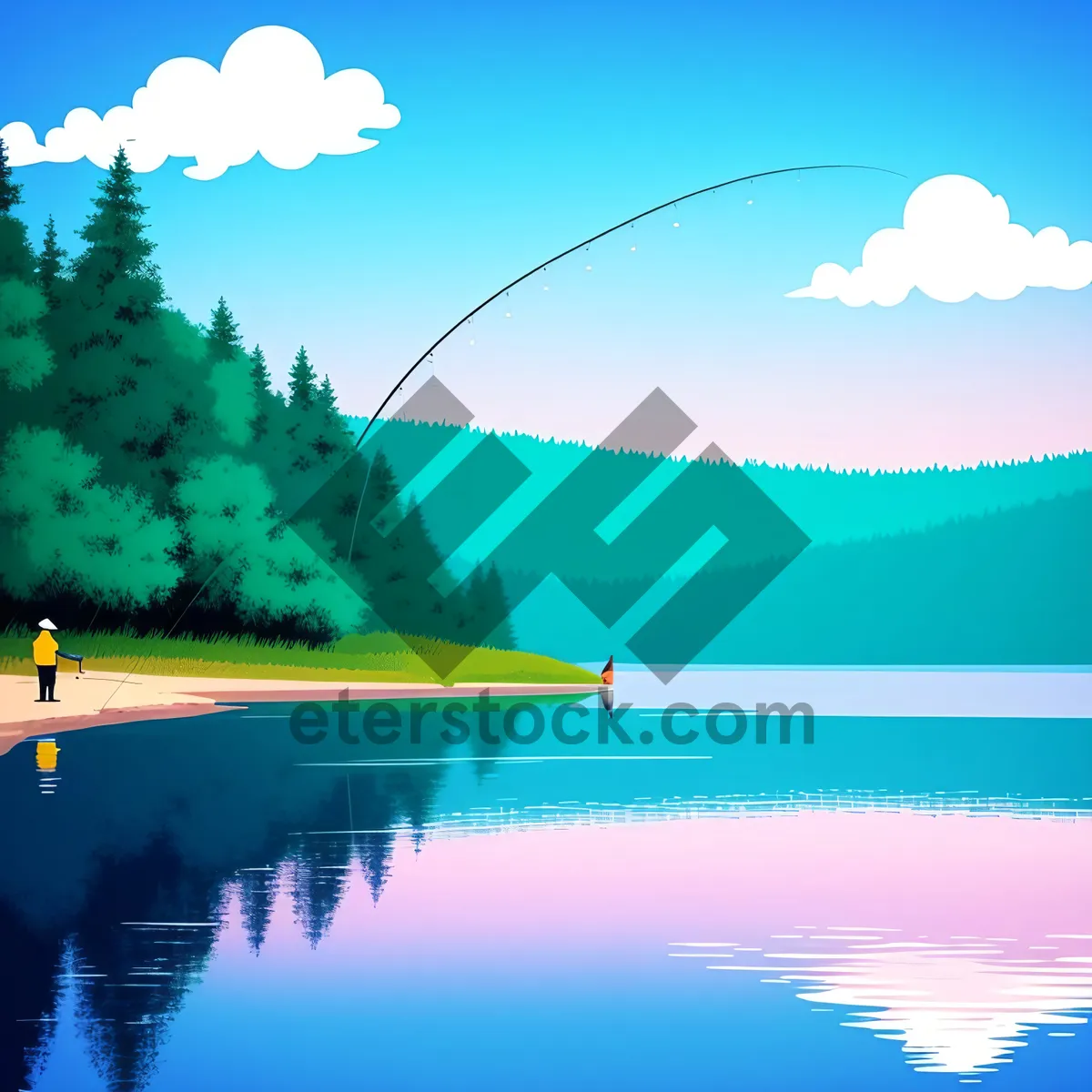 Picture of Serene Waterscape Reflection in Summer Landscape
