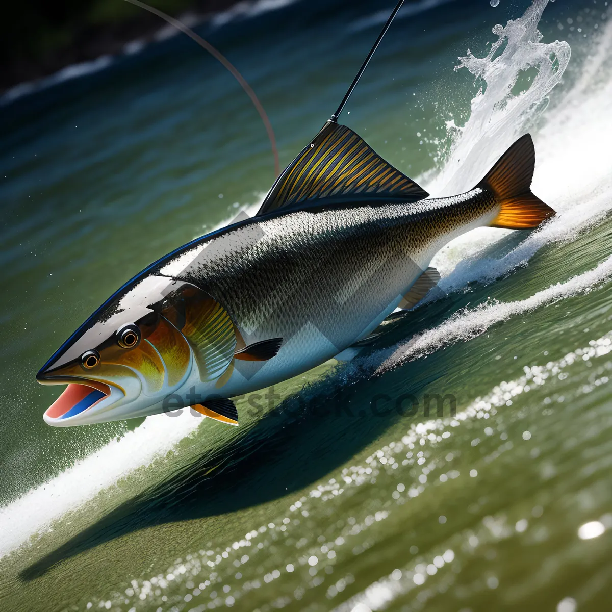 Picture of Wildlife Bass Fish Swimming in River