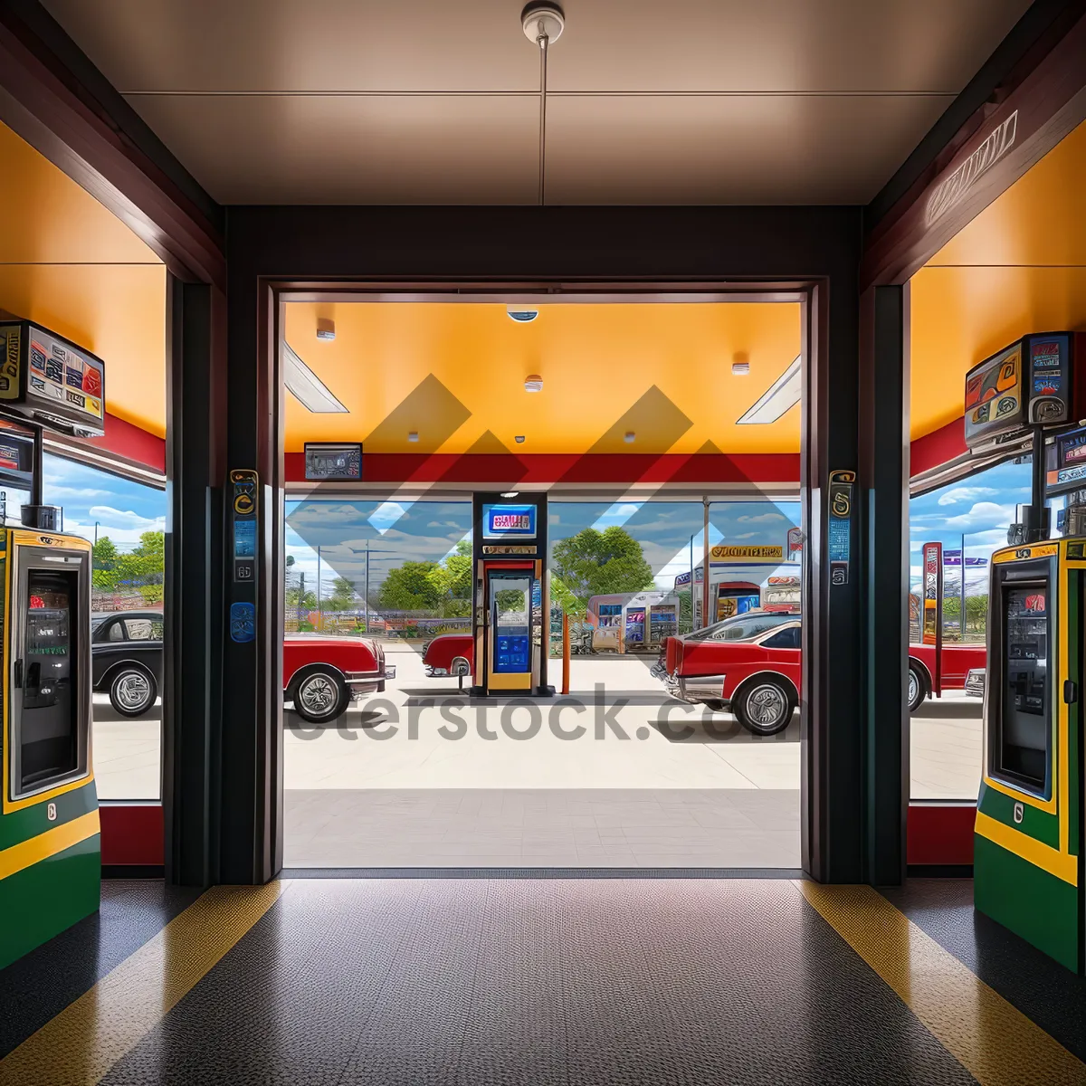 Picture of Modern Cash Machine Interior at Restaurant Plaza