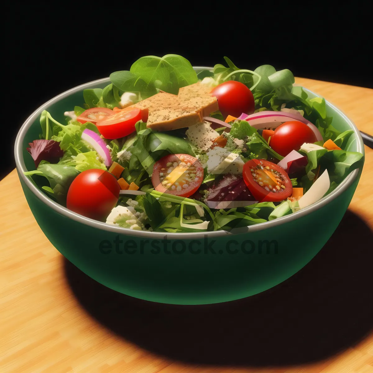 Picture of Fresh vegetable salad with cherry tomatoes and cucumber.