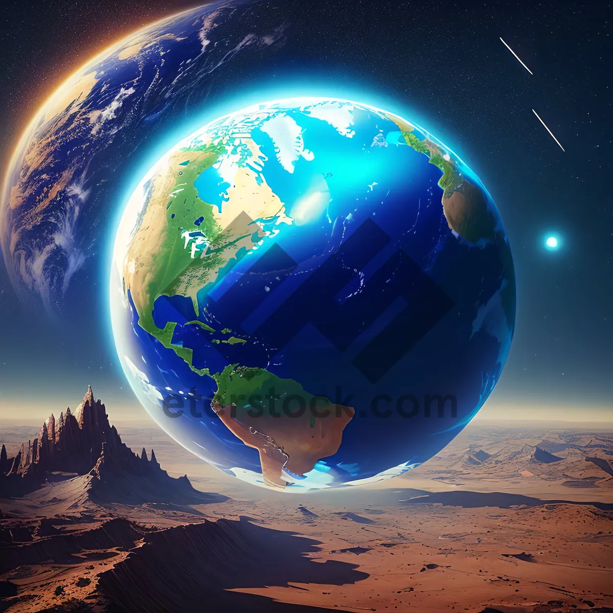 Picture of Bright 3D Globe Illustration of Earth from Space