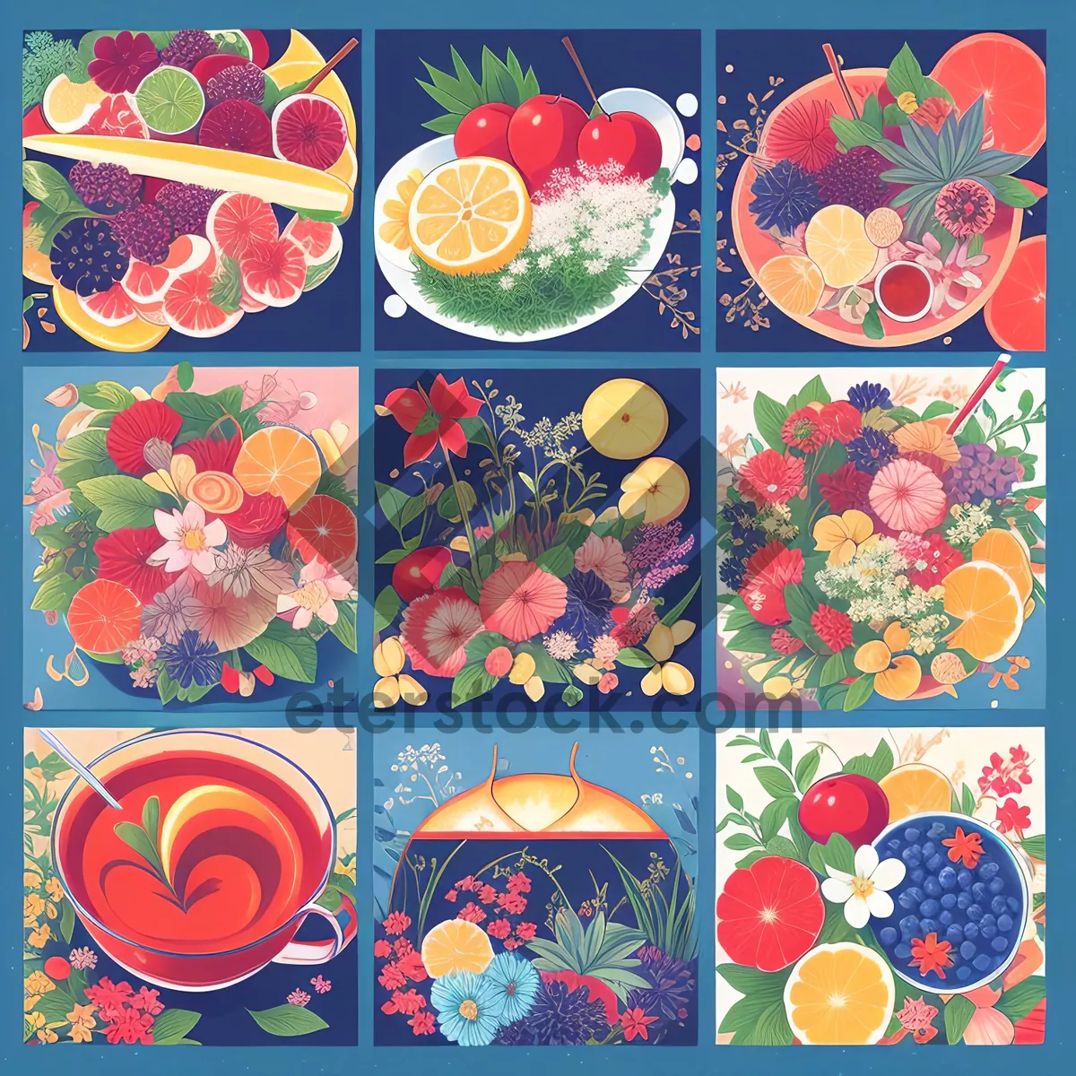 Picture of Vintage Floral Graphic Design for Retro Menu Decoration