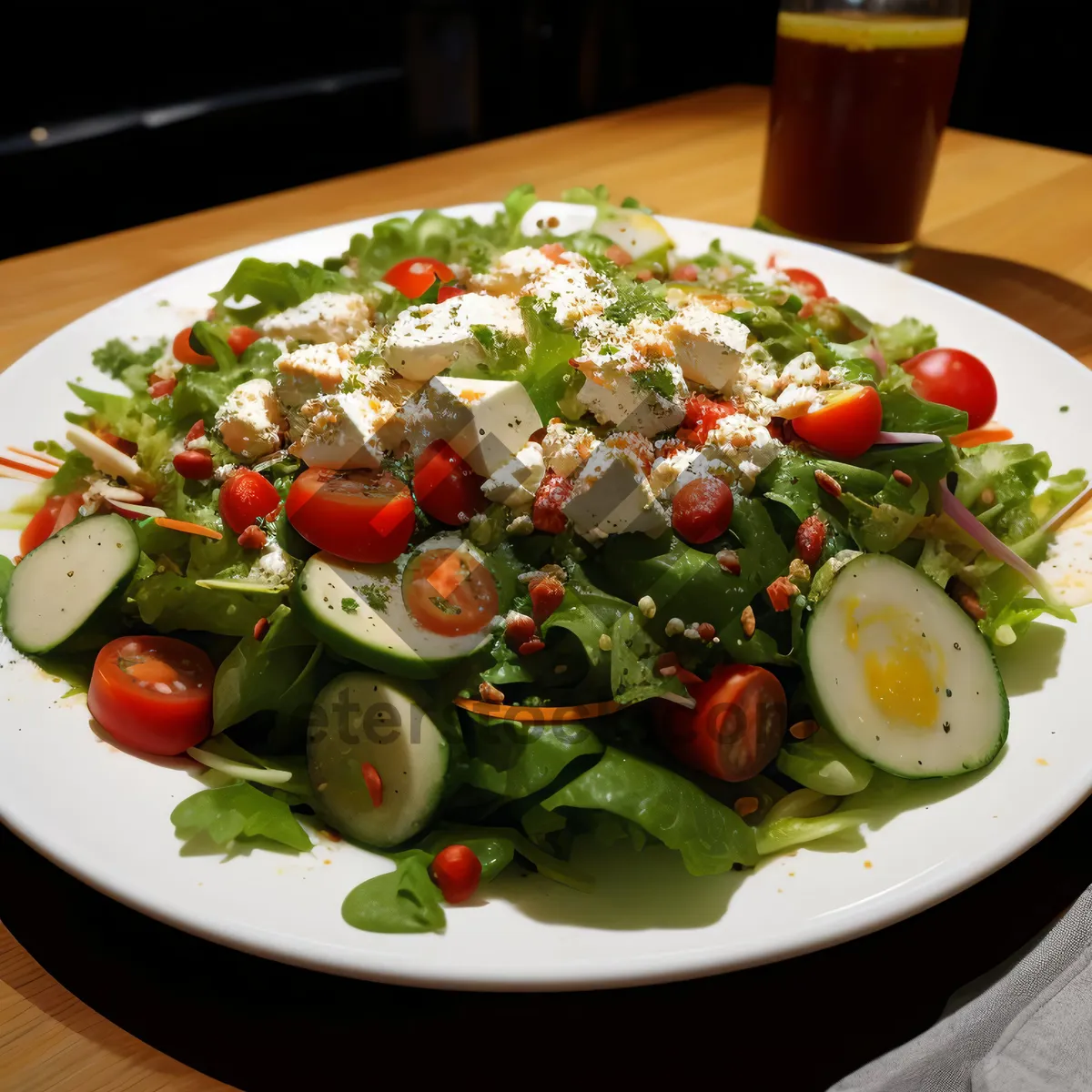 Picture of Gourmet dish with fresh vegetables and cheese.