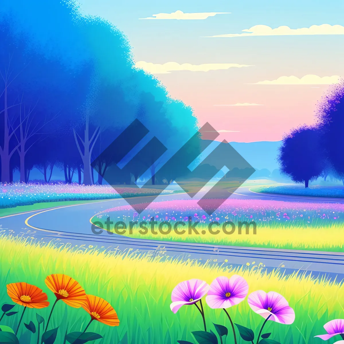 Picture of Vibrant Summer Meadow beneath a Clear Sky