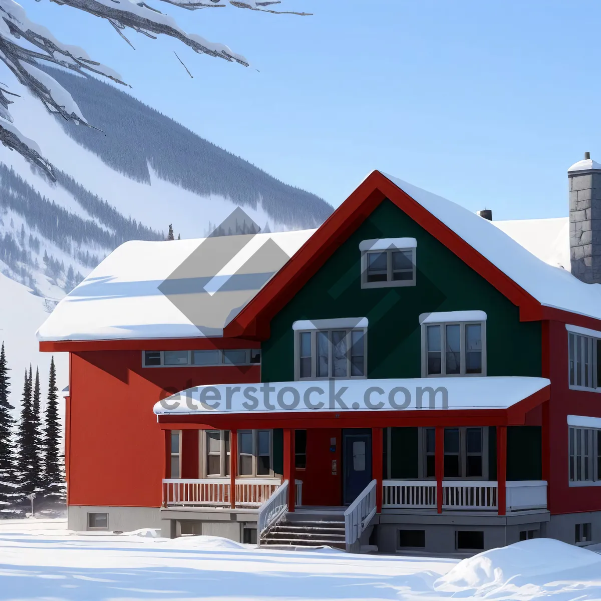 Picture of Winter Wonderland Home with Snow-Covered Roof