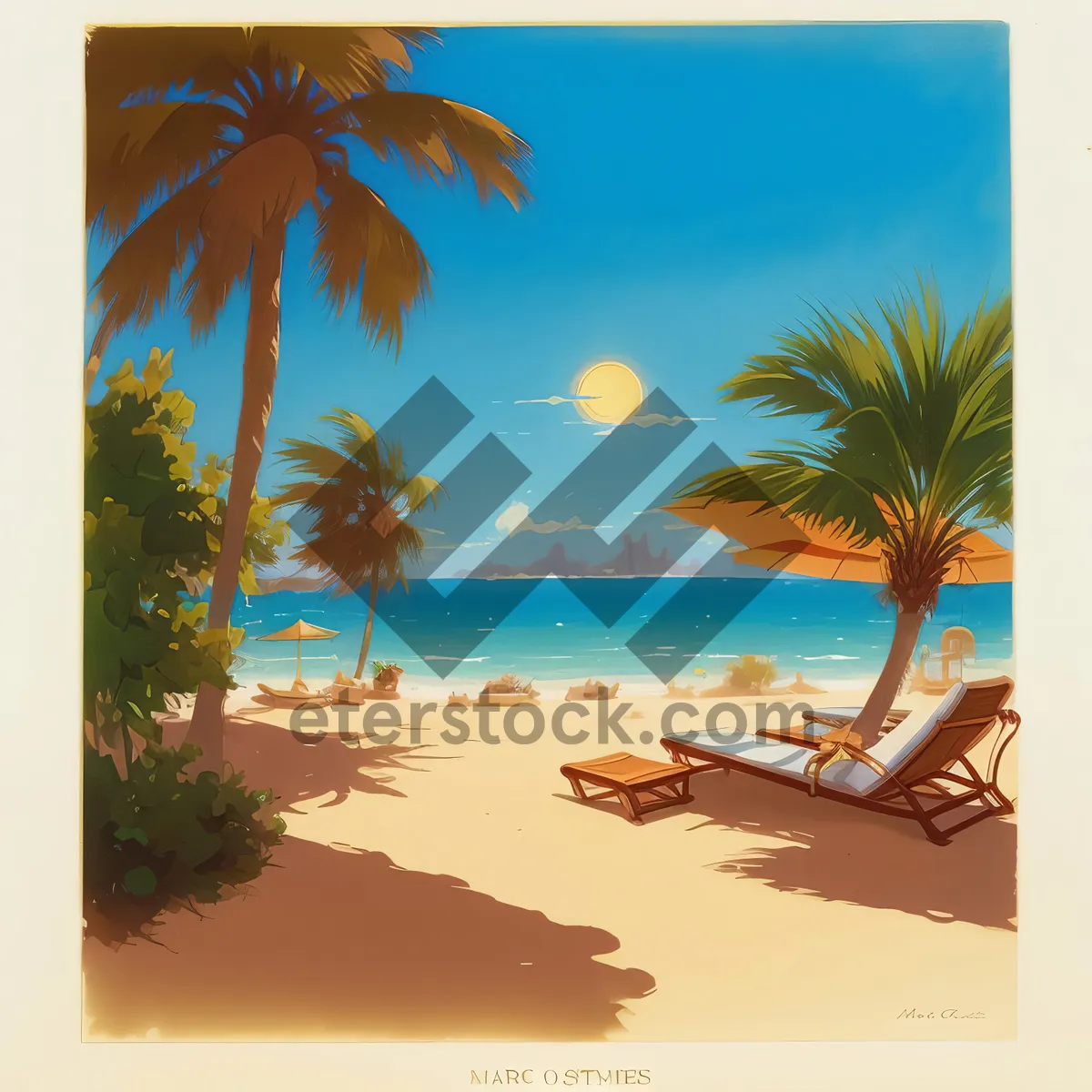 Picture of Tropical Bliss: Palm-fringed Paradise on a Seaside