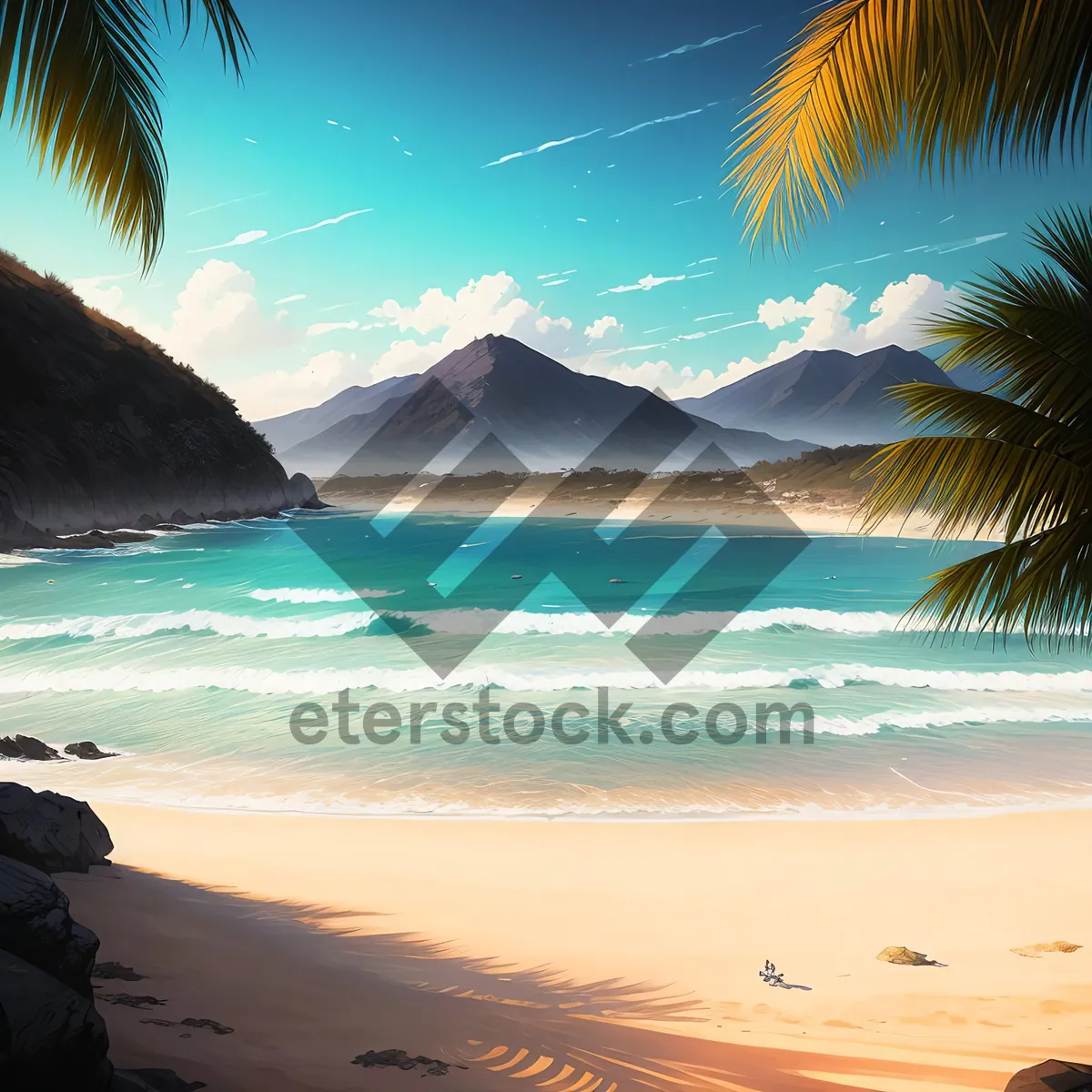 Picture of Tranquil Tropical Paradise: Beach, Palm, Ocean