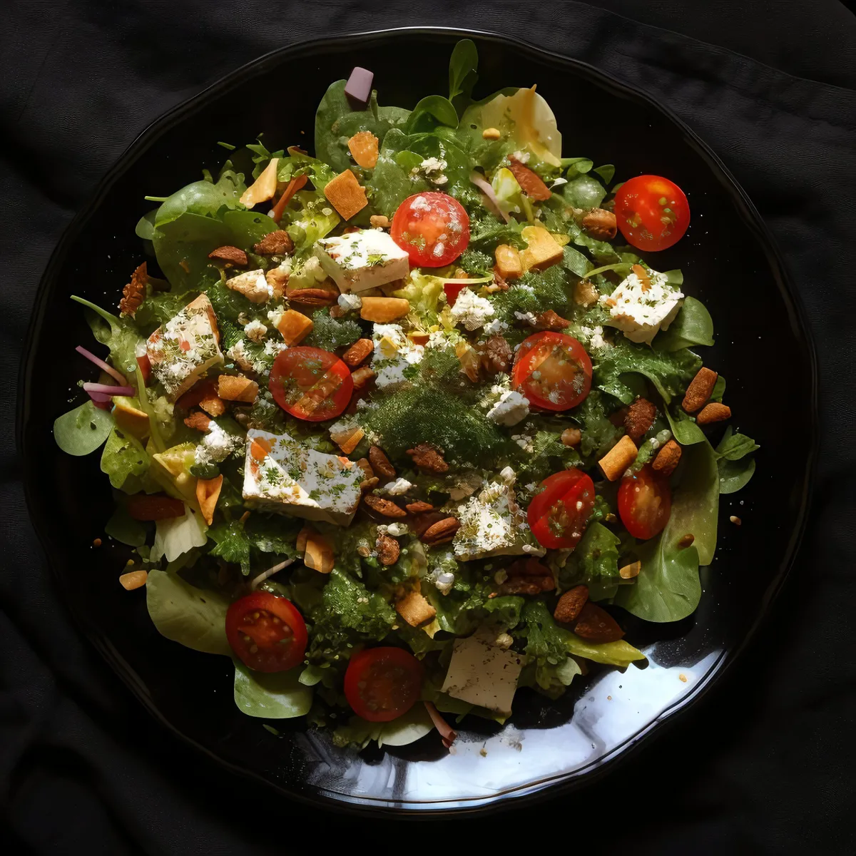 Picture of Healthy Chickpea Salad with Fresh Vegetables & Tangy Dressing.