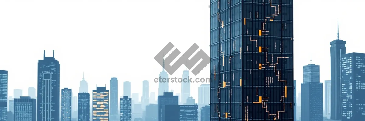 Picture of Modern Glass Tower in Urban Financial District Skyline
