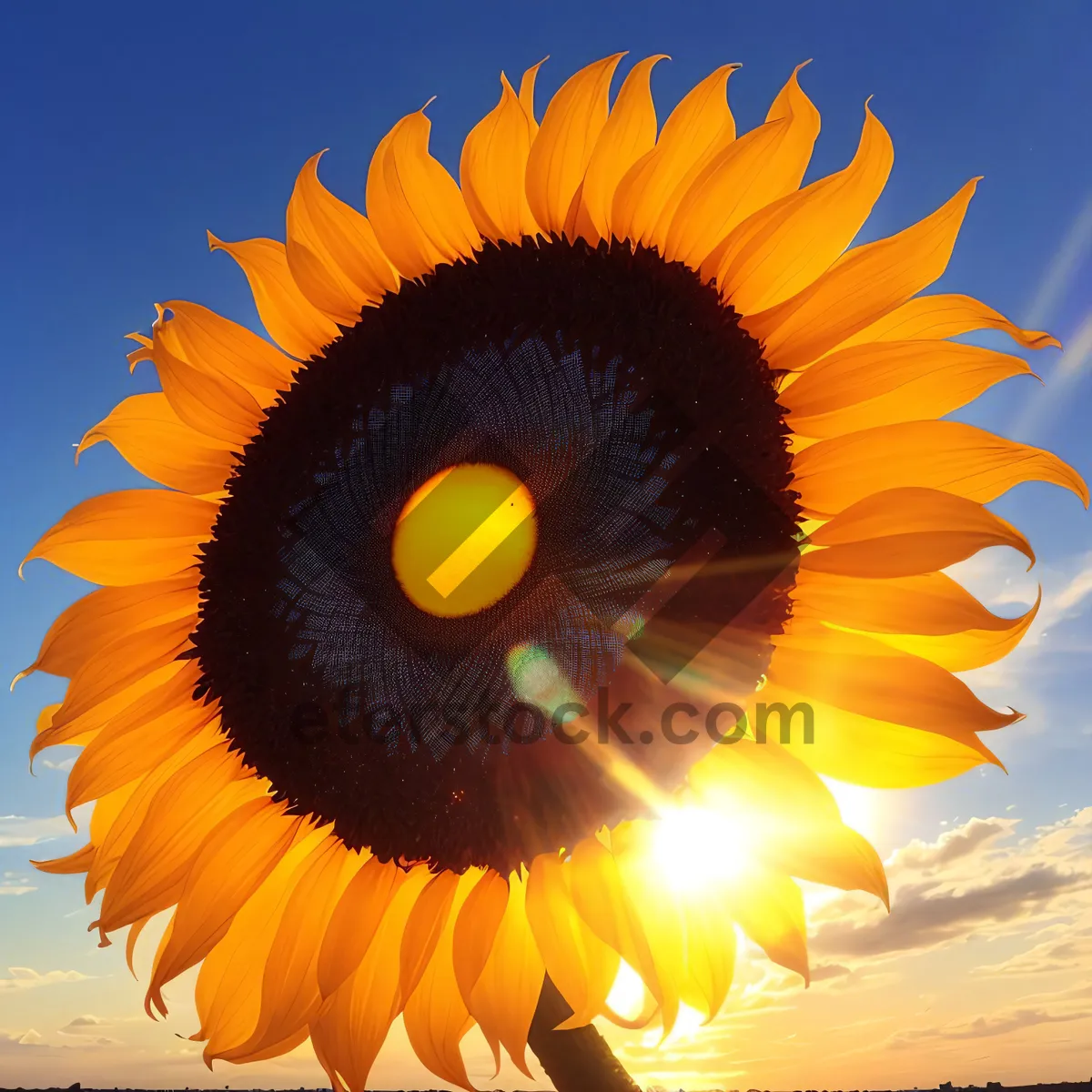 Picture of Vibrant Sunflower Blooming Under Sunny Sky