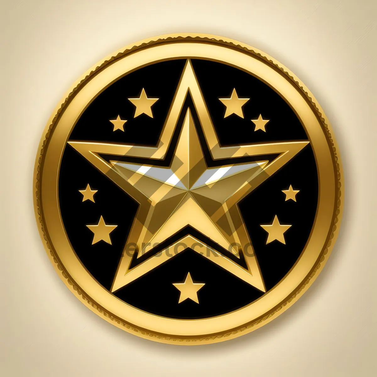 Picture of Iconic Heraldry Symbol: Shiny Golden Round Button