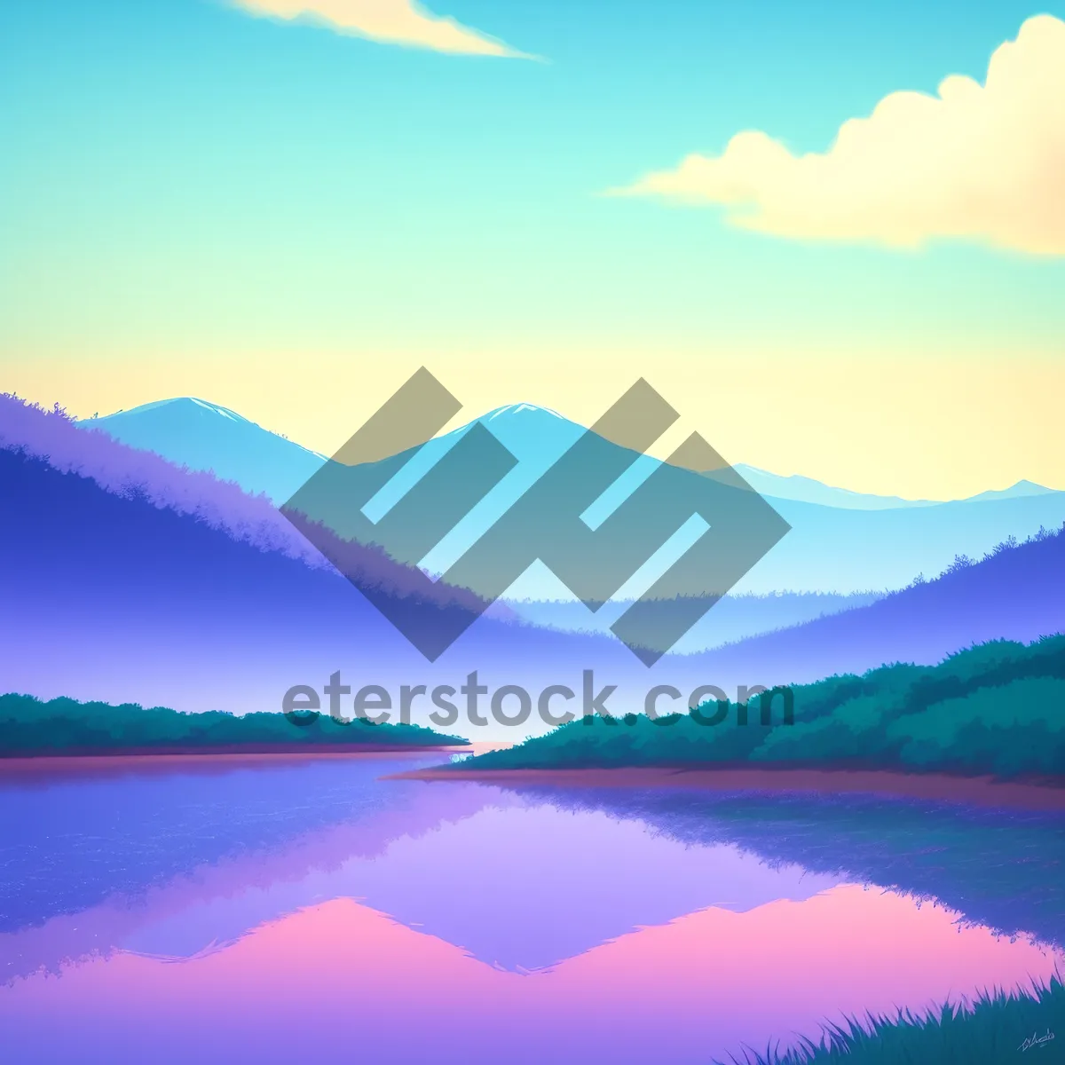 Picture of Vibrant Sunset over Serene Lake