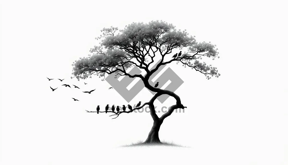 Picture of Black Oak Tree Silhouette Design