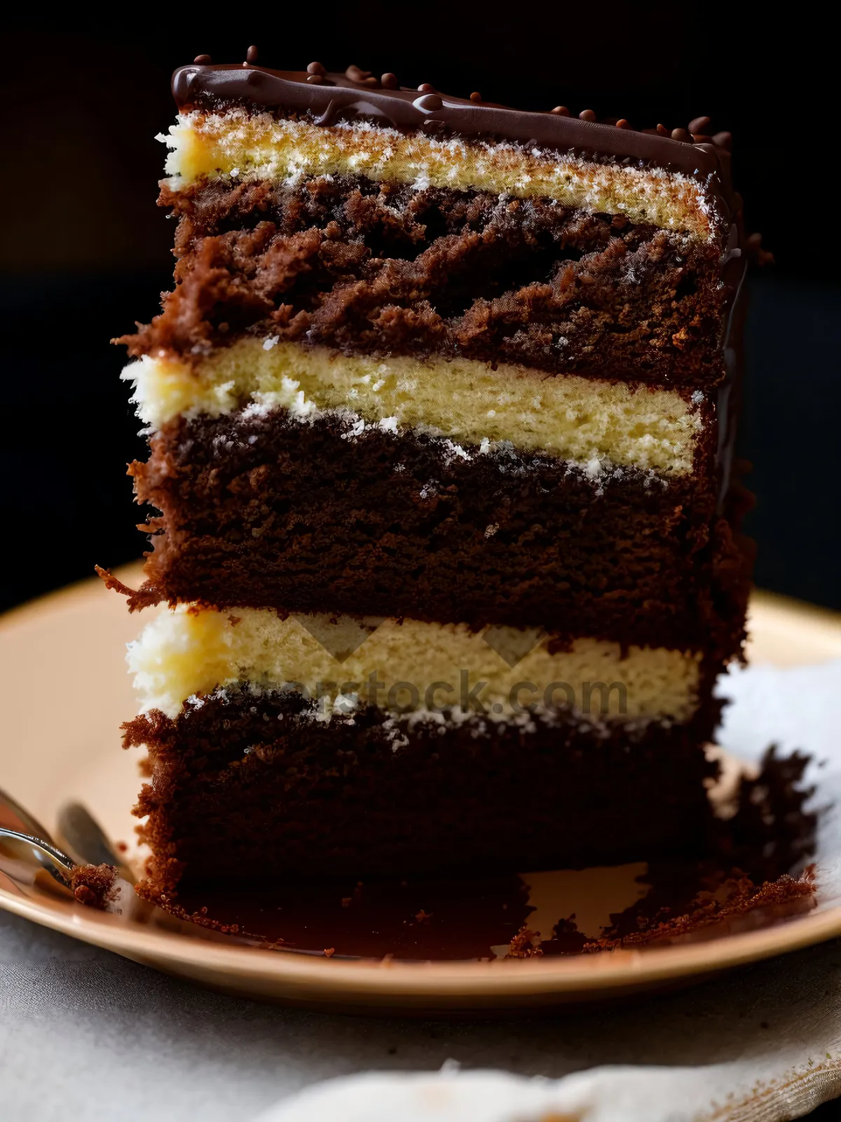 Picture of Delicious Chocolate Cake Slice with Creamy Chocolate Sauce