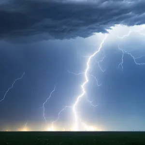 Dramatic Lightning Strikes in Stormy Sky