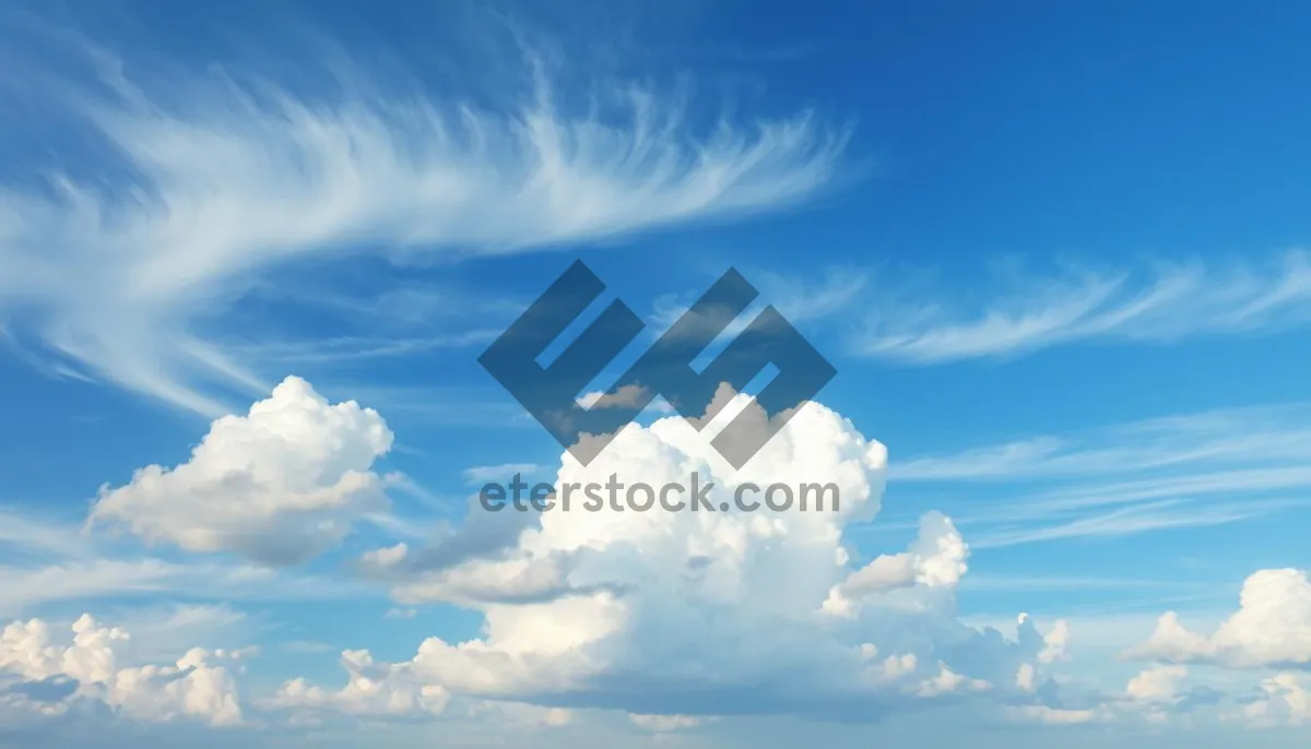 Picture of Bright Sunny Cloudscape in Fluffy, Clear Azure Sky.