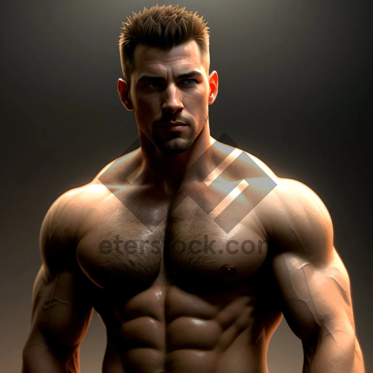 Picture of Powerful Male Fitness Model Flexing Muscles