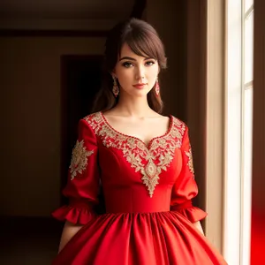 Fashionable Sensual Brunette Lady Posing in Gorgeous Dinner Dress