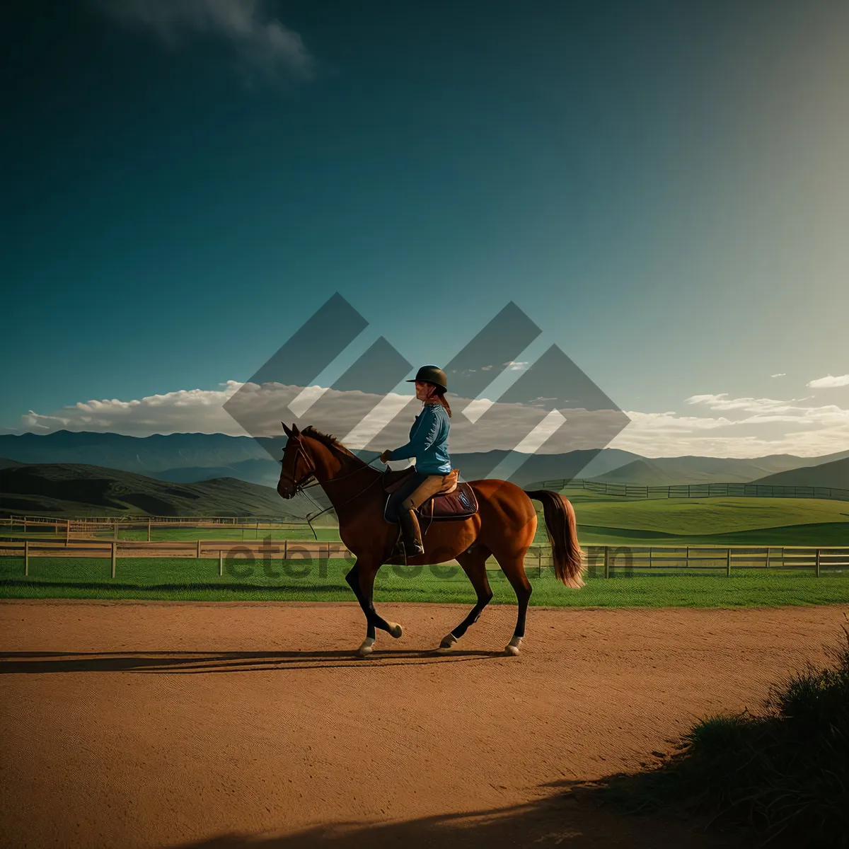 Picture of Summer Ranch Horse on Steppe Field