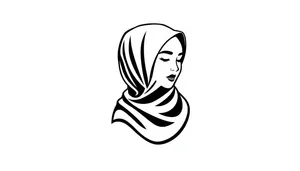 Whimsical housewife cartoon sheep drawing clip art.