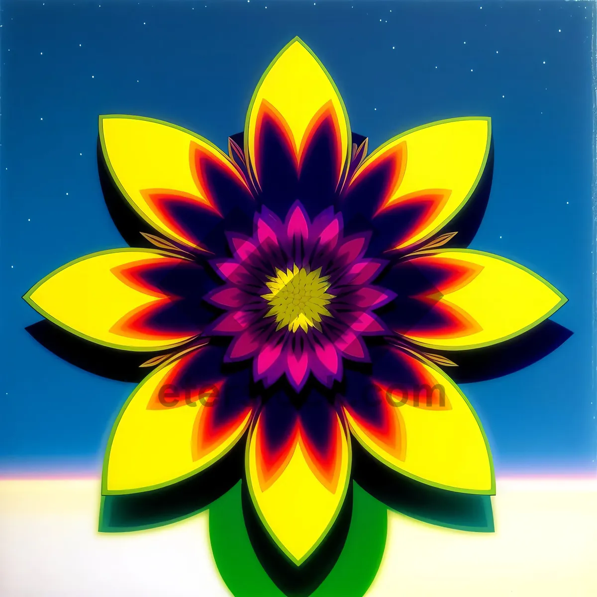 Picture of Bright Yellow Sunflower Blossom in Summer Garden