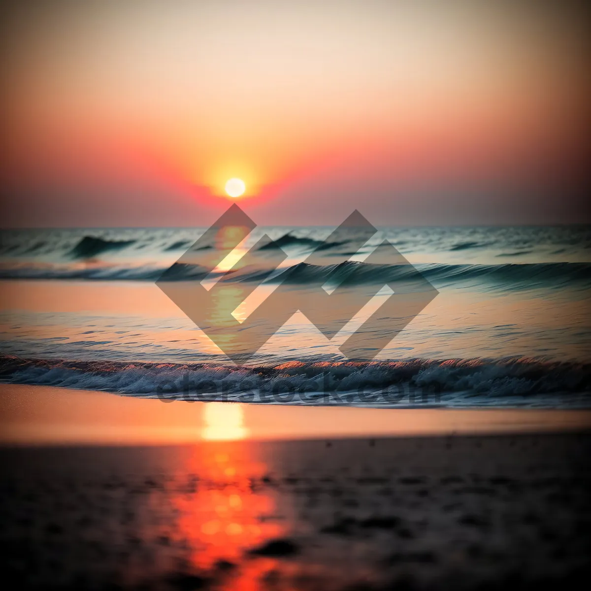 Picture of Sunset Reflection on Tropical Ocean Beach
